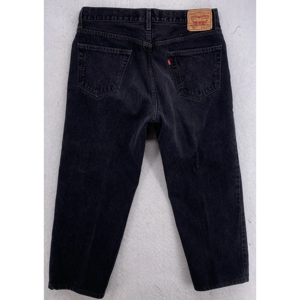 Levi's 550 Relaxed Fit Jeans Mens 36x29 Black Denim 100% Cotton 36x28 Actual